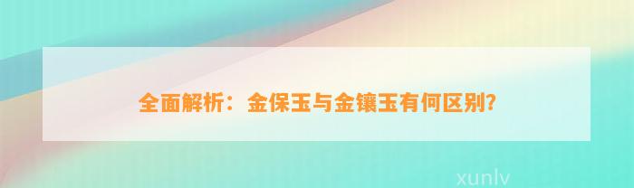 全面解析：金保玉与金镶玉有何区别？