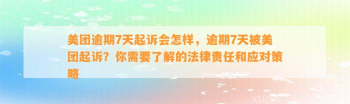 美团逾期7天起诉会怎样，逾期7天被美团起诉？你需要了解的法律责任和应对策略