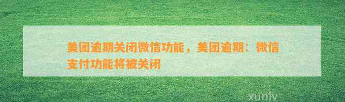 美团逾期关闭微信功能，美团逾期：微信支付功能将被关闭