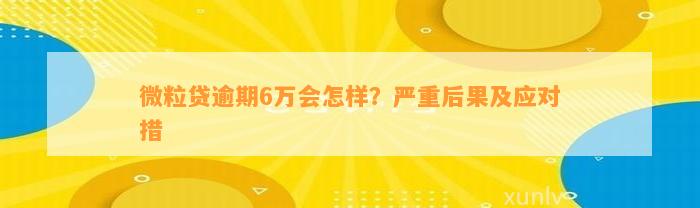 微粒贷逾期6万会怎样？严重后果及应对措