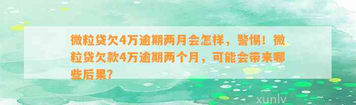 微粒贷欠4万逾期两月会怎样，警惕！微粒贷欠款4万逾期两个月，可能会带来哪些后果？