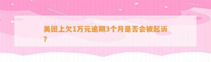 美团上欠1万元逾期3个月是否会被起诉？