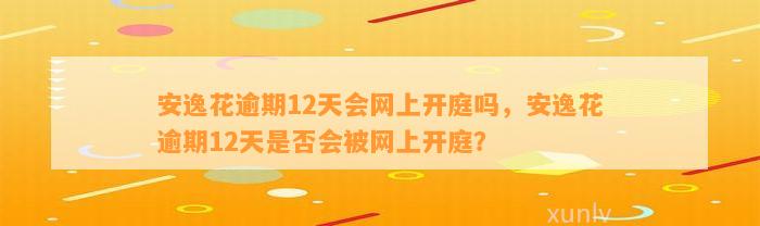 安逸花逾期12天会网上开庭吗，安逸花逾期12天是否会被网上开庭？