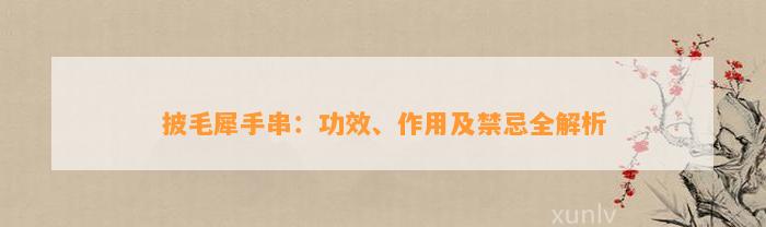 披毛犀手串：功效、作用及禁忌全解析