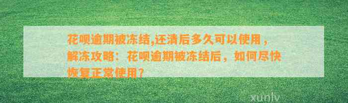 花呗逾期被冻结,还清后多久可以使用，解冻攻略：花呗逾期被冻结后，如何尽快恢复正常使用？