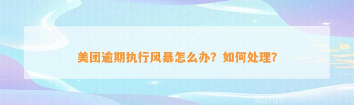 美团逾期执行风暴怎么办？如何处理？