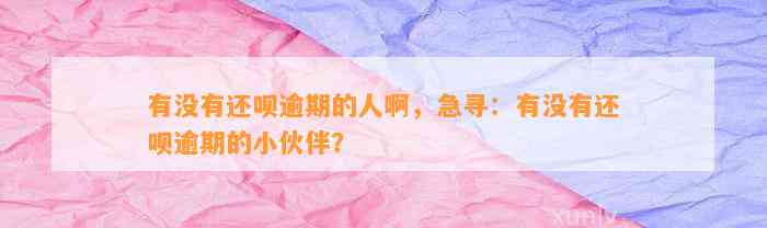 有没有还呗逾期的人啊，急寻：有没有还呗逾期的小伙伴？