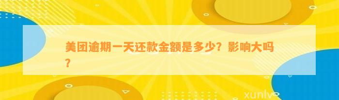 美团逾期一天还款金额是多少？影响大吗？