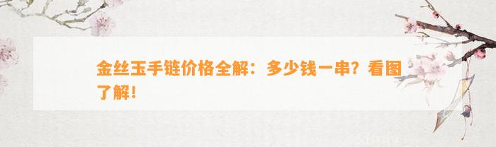 金丝玉手链价格全解：多少钱一串？看图熟悉！