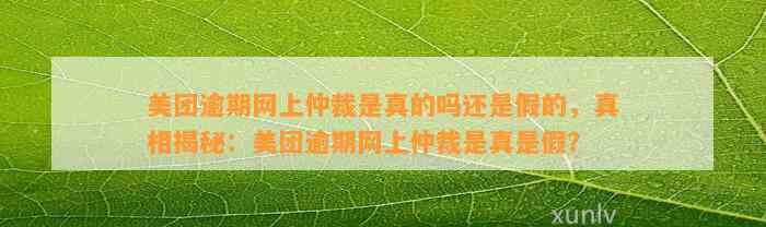 美团逾期网上仲裁是真的吗还是假的，真相揭秘：美团逾期网上仲裁是真是假？