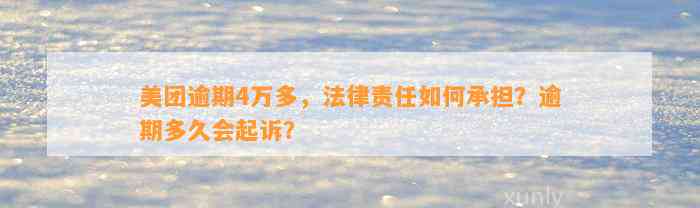 美团逾期4万多，法律责任如何承担？逾期多久会起诉？