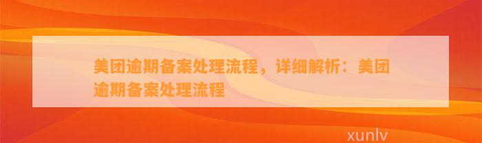 美团逾期备案处理流程，详细解析：美团逾期备案处理流程