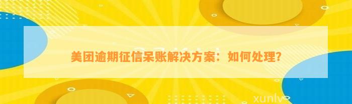 美团逾期征信呆账解决方案：如何处理？