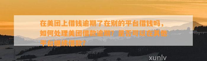 在美团上借钱逾期了在别的平台借钱吗，如何处理美团借款逾期？是否可以在其他平台继续借款？