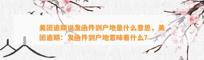 美团逾期说发函件到户地是什么意思，美团逾期：发函件到户地意味着什么？