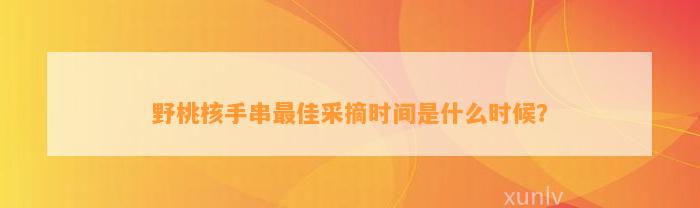 野桃核手串最佳采摘时间是什么时候？