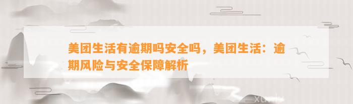 美团生活有逾期吗安全吗，美团生活：逾期风险与安全保障解析