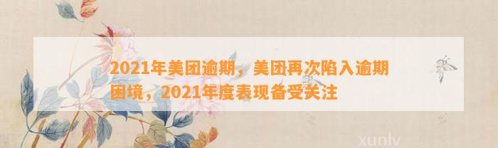 2021年美团逾期，美团再次陷入逾期困境，2021年度表现备受关注