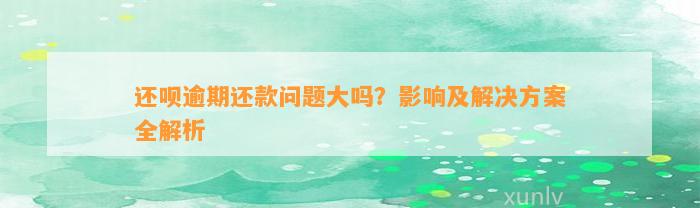 还呗逾期还款问题大吗？影响及解决方案全解析