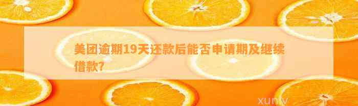 美团逾期19天还款后能否申请期及继续借款？