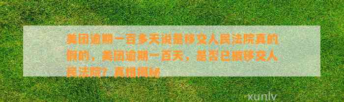 美团逾期一百多天说是移交人民法院真的假的，美团逾期一百天，是否已被移交人民法院？真相揭秘