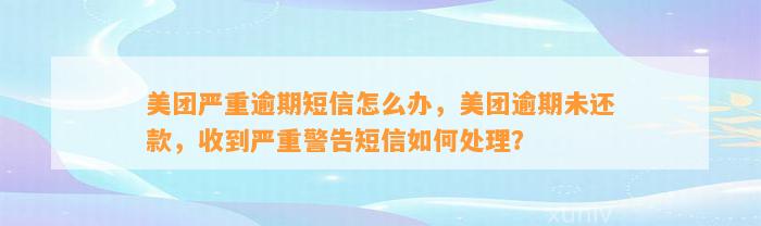 美团严重逾期短信怎么办，美团逾期未还款，收到严重警告短信如何处理？