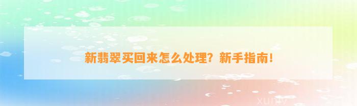 新翡翠买回来怎么解决？新手指南！