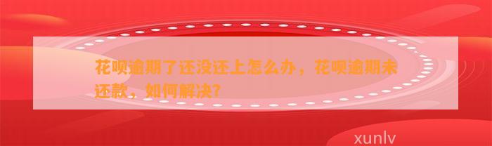 花呗逾期了还没还上怎么办，花呗逾期未还款，如何解决？