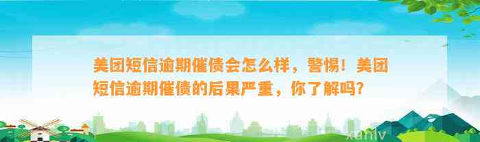 美团短信逾期催债会怎么样，警惕！美团短信逾期催债的后果严重，你了解吗？