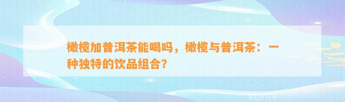 橄榄加普洱茶能喝吗，橄榄与普洱茶：一种独特的饮品组合？