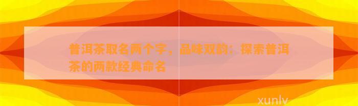 普洱茶取名两个字，品味双韵：探索普洱茶的两款经典命名