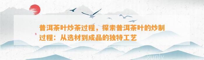 普洱茶叶炒茶过程，探索普洱茶叶的炒制过程：从选材到成品的特别工艺