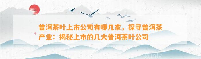 普洱茶叶上市公司有哪几家，探寻普洱茶产业：揭秘上市的几大普洱茶叶公司