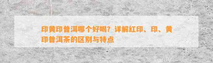 印黄印普洱哪个好喝？详解红印、印、黄印普洱茶的区别与特点