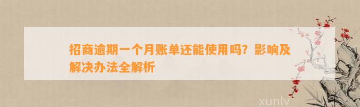 招商逾期一个月账单还能使用吗？影响及解决办法全解析