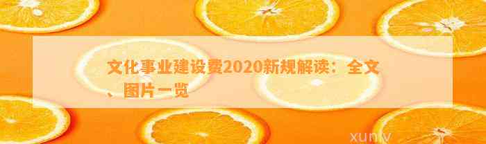 文化事业建设费2020新规解读：全文、图片一览