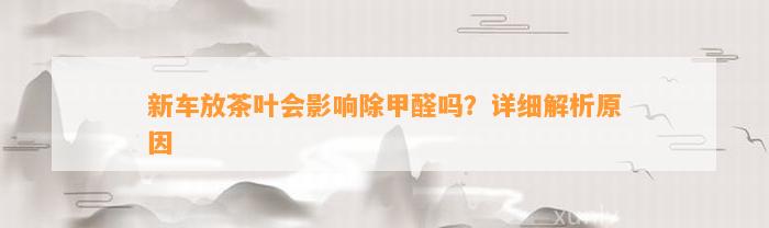 新车放茶叶会作用除甲醛吗？详细解析起因