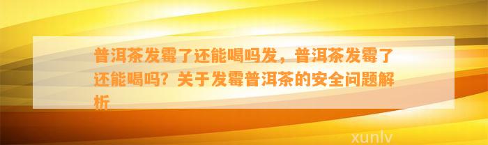 普洱茶发霉了还能喝吗发，普洱茶发霉了还能喝吗？关于发霉普洱茶的安全问题解析