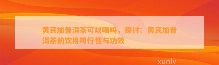 黄芪加普洱茶可以喝吗，探讨：黄芪加普洱茶的饮用可行性与功效