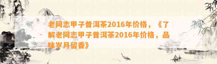 老同志甲子普洱茶2016年价格，《熟悉老同志甲子普洱茶2016年价格，品味岁月留香》