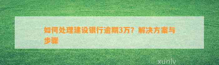 如何处理建设银行逾期3万？解决方案与步骤