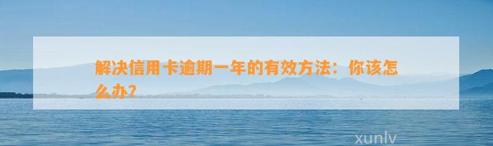 解决信用卡逾期一年的有效方法：你该怎么办？