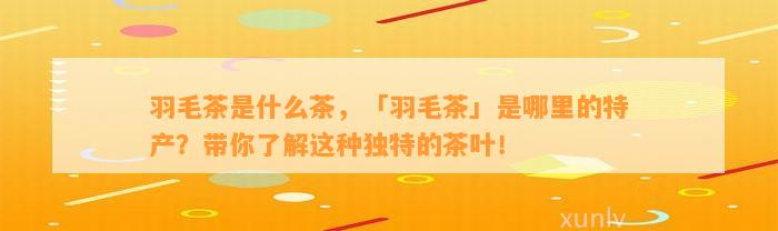 羽毛茶是什么茶，「羽毛茶」是哪里的特产？带你了解这种独特的茶叶！