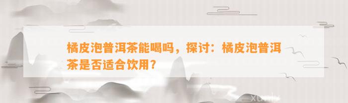 橘皮泡普洱茶能喝吗，探讨：橘皮泡普洱茶是不是适合饮用？