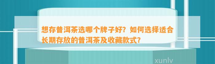 想存普洱茶选哪个牌子好？怎样选择适合长期存放的普洱茶及收藏款式？