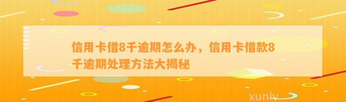 信用卡借8千逾期怎么办，信用卡借款8千逾期处理方法大揭秘