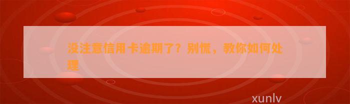 没注意信用卡逾期了？别慌，教你如何处理