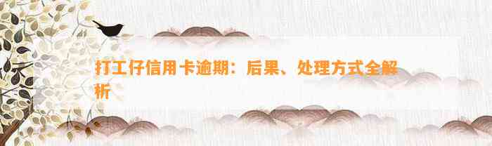 打工仔信用卡逾期：后果、处理方式全解析