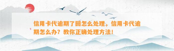 信用卡代逾期了回怎么处理，信用卡代逾期怎么办？教你正确处理方法！