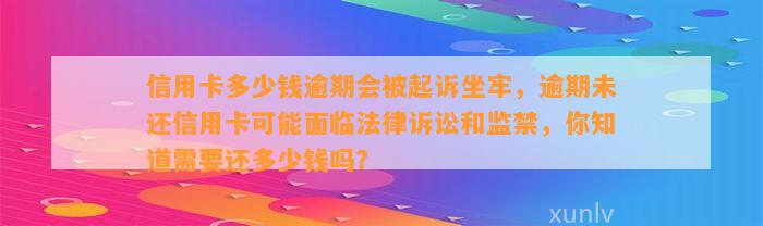 信用卡多少钱逾期会被起诉坐牢，逾期未还信用卡可能面临法律诉讼和监禁，你知道需要还多少钱吗？